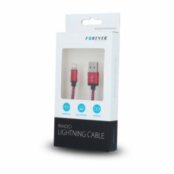 Cablu Date & Incarcare Textil APPLE Lightning (Rosu) Forever