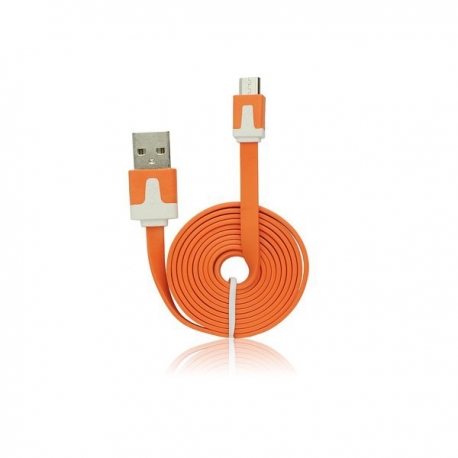 Cablu Date & Incarcare MicroUSB Plat - 1 Metru (Portocaliu)