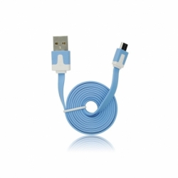 Cablu Date & Incarcare MicroUSB Plat - 1 Metru (Albastru)