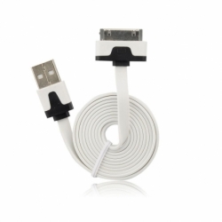 Cablu Date & Incarcare APPLE iPhone 4 (30 Pini) Plat - 1 Metru (Alb)