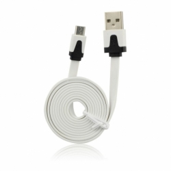 Cablu Date & Incarcare MicroUSB Plat - 1 Metru (Alb)