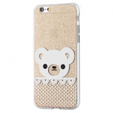 Husa APPLE iPhone 6/6S - Fashion (Shinny Bear Auriu)