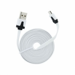 Cablu Date & Incarcare Plat MicroUSB - 2 Metri (Alb)
