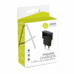 Incarcator 1A + Cablu MicroUSB (Negru) AMA