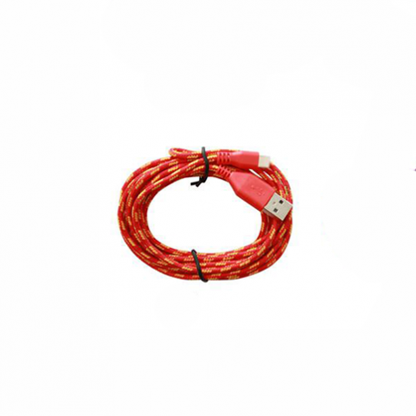 Cablu Date & Incarcare Rotund Textil APPLE Lightning (Rosu) 1 Metru