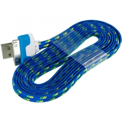 Cablu Date & Incarcare Textil APPLE iPhone 4 (30 Pini) (Albastru)