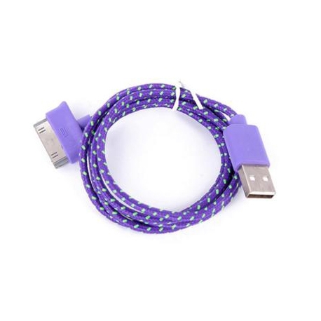 Cablu Date & Incarcare Textil Rotund APPLE iPhone 4 (30 Pini) (Violet)