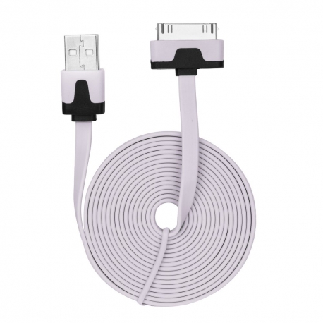 Cablu Date & Incarcare Plat APPLE iPhone 4 (30 Pini) - 2 Metri (Roz Pal)