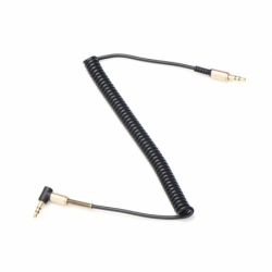 Cablu Spiralat Jack - Jack 90 Grade - 3.5mm AUX (Negru)