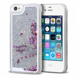 Husa APPLE iPhone 4/4S - Glitter Lichid (Argintiu)