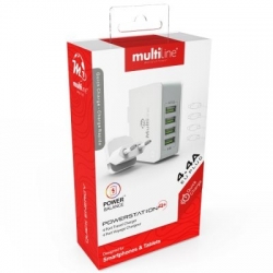 Incarcator Universal 4.4A cu 4 Porturi USB (Alb) MultiLine MW4403