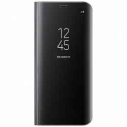 Husa SAMSUNG Galaxy J4 Plus 2018 - Flip Wallet Clear (Negru) Blister