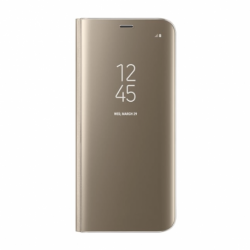 Husa SAMSUNG Galaxy S9 - Flip Wallet Clear (Auriu) Blister