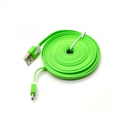 Cablu Date & Incarcare MicroUSB Plat - 3 Metri (Verde)