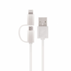Cablu Textil Date & Incarcare 2in1 Lightning / MicroUSB (Alb) Setty