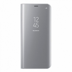 Husa SAMSUNG Galaxy A12 - Flip Wallet Clear (Argintiu)