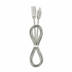 Cablu Date & Incarcare Metal Lightning 2.4A (Argintiu) 1 Metru C809