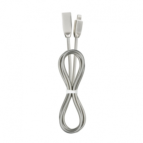 Cablu Date & Incarcare Metal Lightning 2.4A (Argintiu) 1 Metru C809